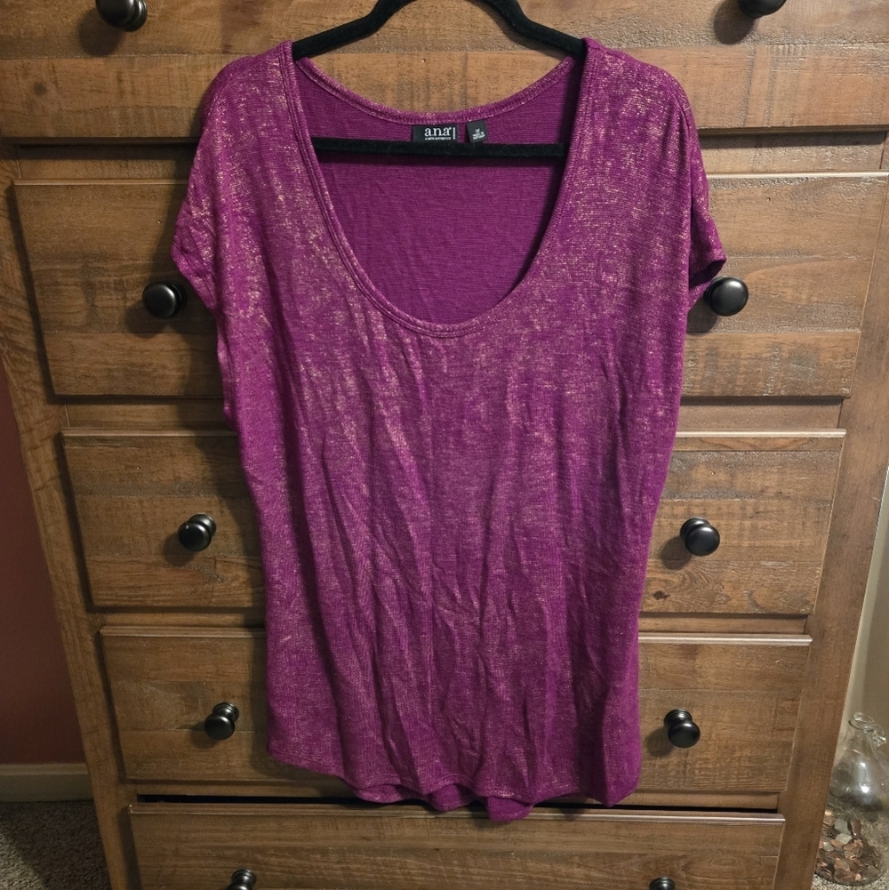 A.n.a Purple Top With Goldish Flecks. Size 1X